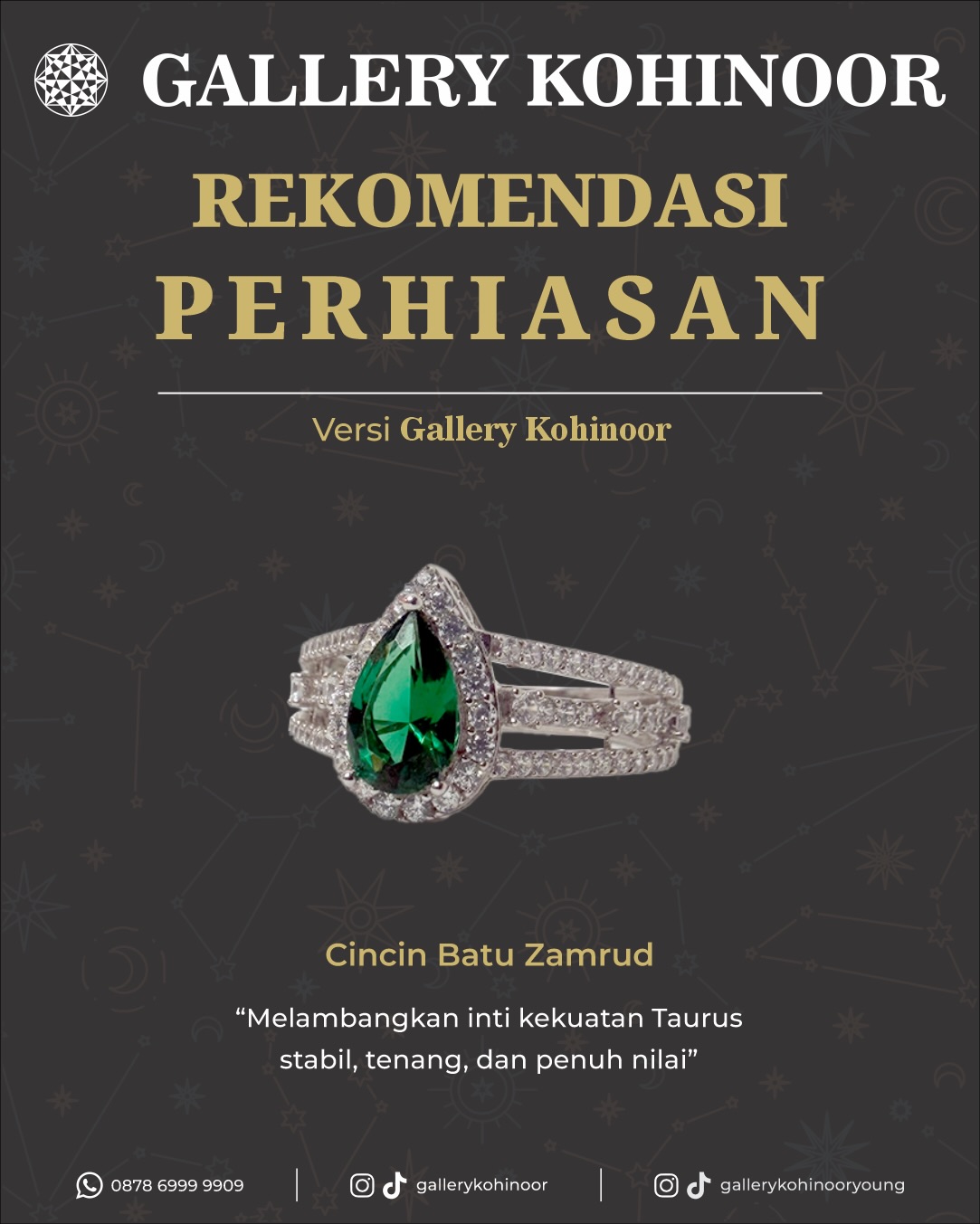 Taurus ♉️
Berikut rekomendasi perhiasan Gallery Kohinoor yang cocok sesuai karakter zodiak mu✨
.
Dapatkan koleksi perhiasan emas model terbaru hanya di @gallerykohinoor
ALWAYS YOUNG & STAY GOLD🌟💫
.
.
More Info : ⤵️⤵️⤵️
Whatsapp : 087869999909
Our outlets :
Gallery Kohinoor : Jl. Sulawesi No. 106-108, Denpasar, Bali. (0361)237925
.
New Gallery Kohinoor : Jl. Sulawesi No. 80, Denpasar, Bali. (0361)8486111
.
Gallery Kohinoor Teuku Umar : Jl. Teuku umar No. 14, Denpasar, Bali. (0361)8488999
.
.
#gallerykohinoor #tokoemas #goldshop #perhiasanemas #zodiac
TRUSTED GOLD SHOP GALLERY KOHINOOR ⭐ GET THE BEST DESIGNS AND MODELS WITH THE BEST PRICE AND LOTS OF CHOICES HERE 💗